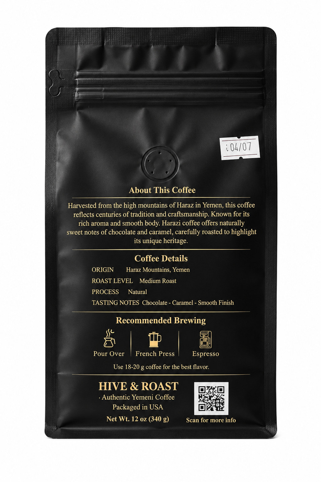 Hive & Roast Premium Yemeni Coffee – Ground -12 oz