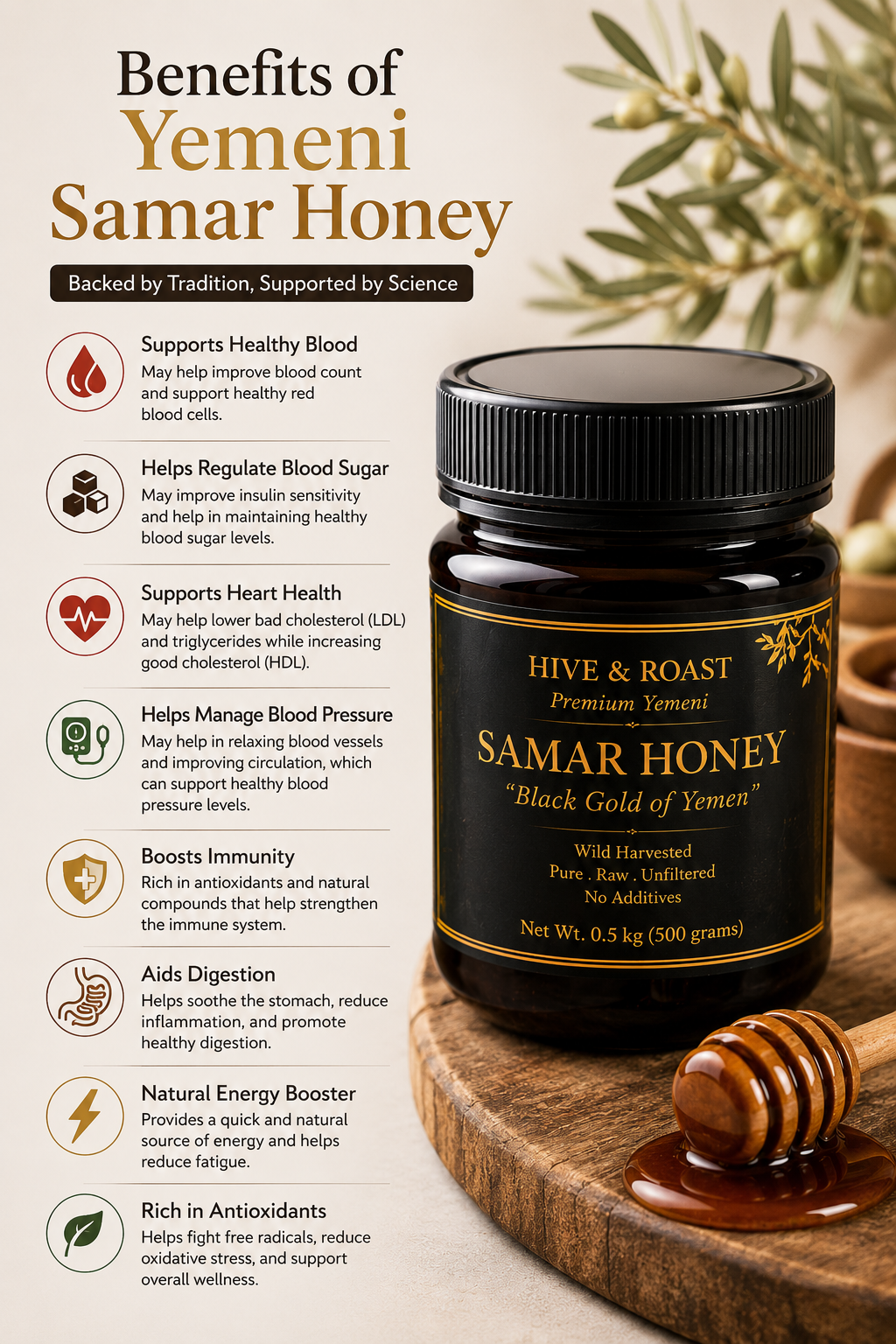 Premium Yemeni Samar Honey – "Black Gold of Yemen": 17.6 oz
