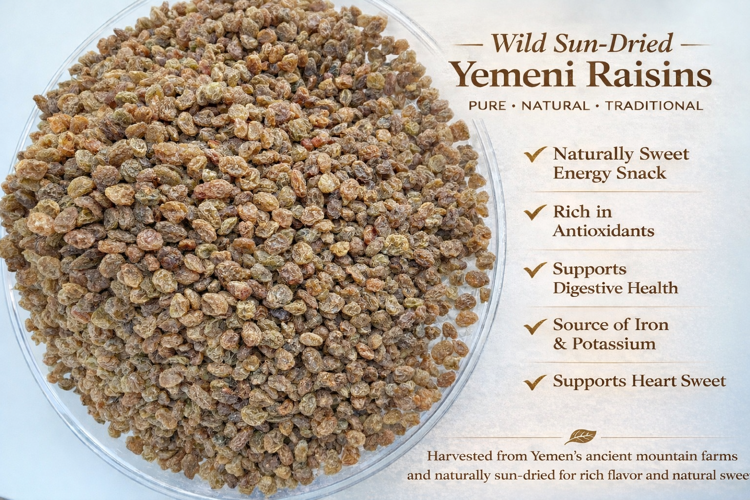 Hive & Roast Premium Yemeni Raisins – Wild Sun-Dried | 8 oz (227g)