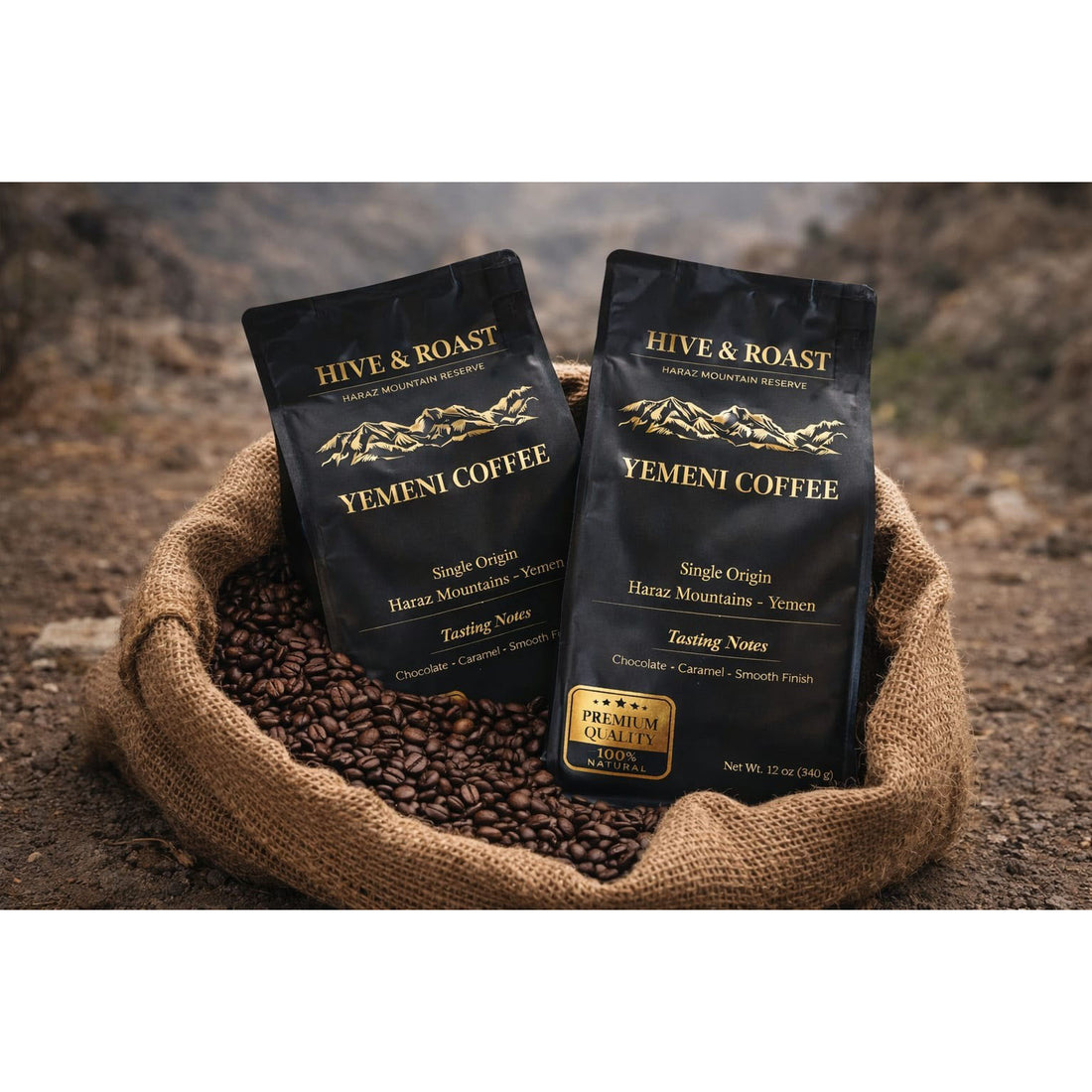Hive & Roast Premium Yemeni Coffee – Whole Bean-  12 oz