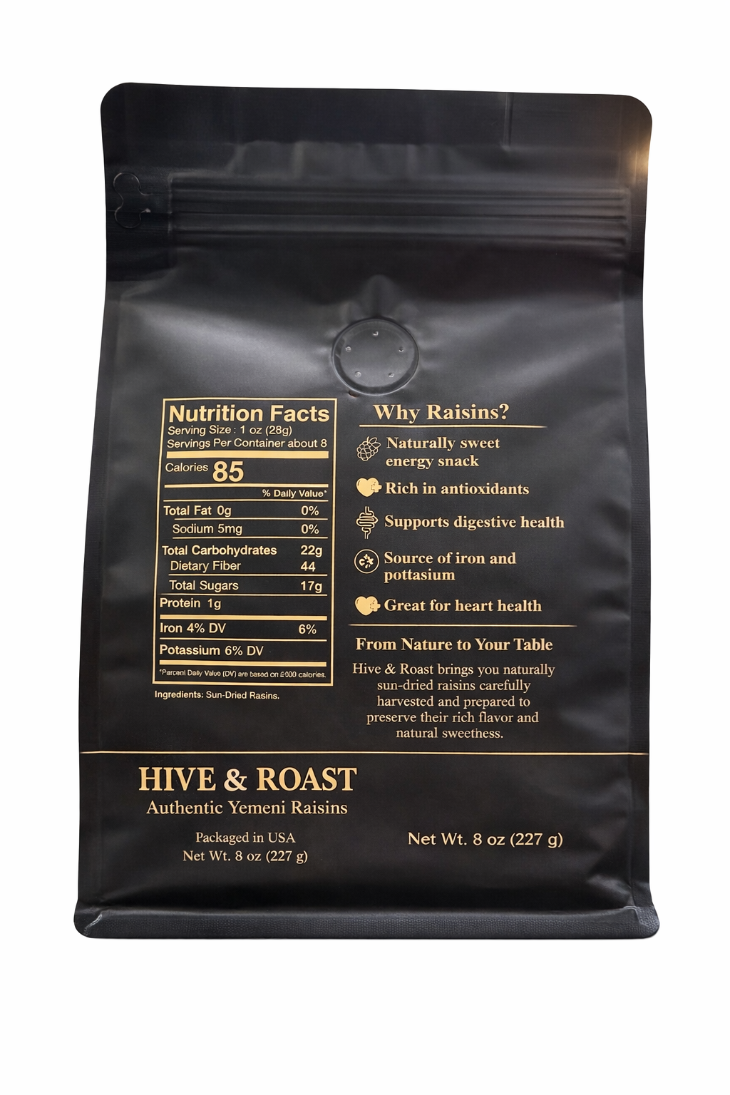 Hive & Roast Premium Yemeni Raisins – Wild Sun-Dried | 8 oz (227g)